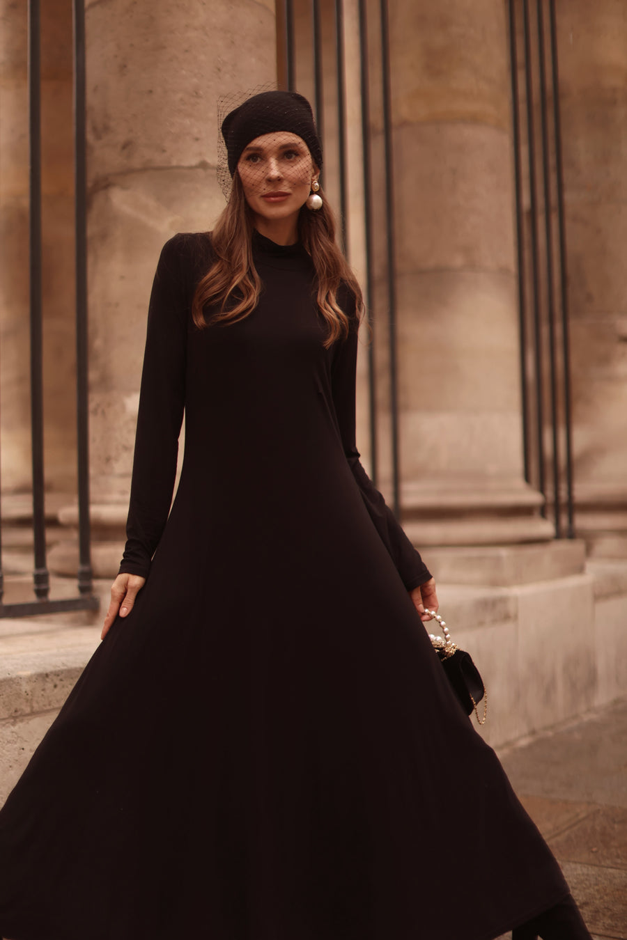 Black Turtleneck Swing Dress