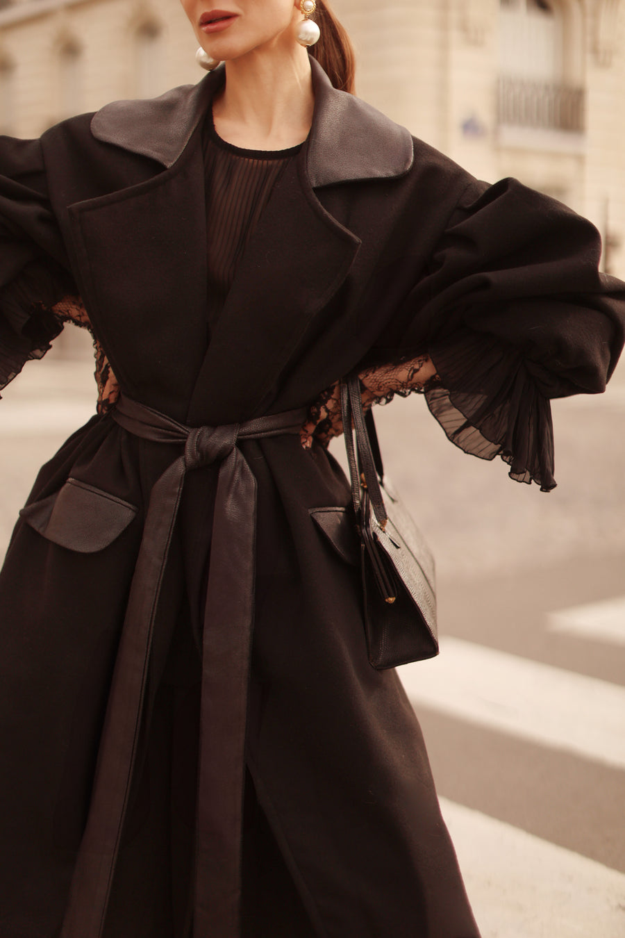 Black Cascade Coat