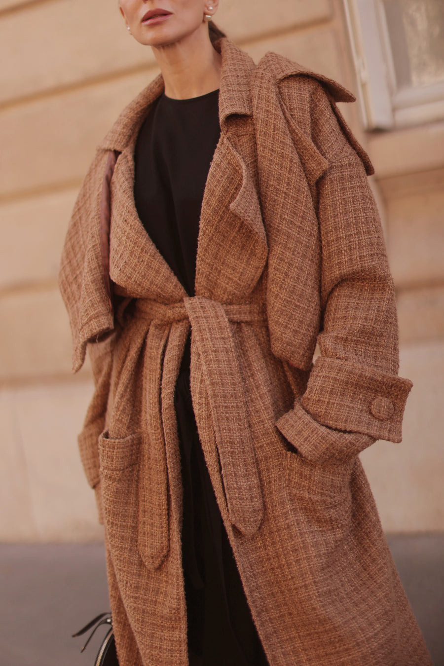Camel Tweed French Trench