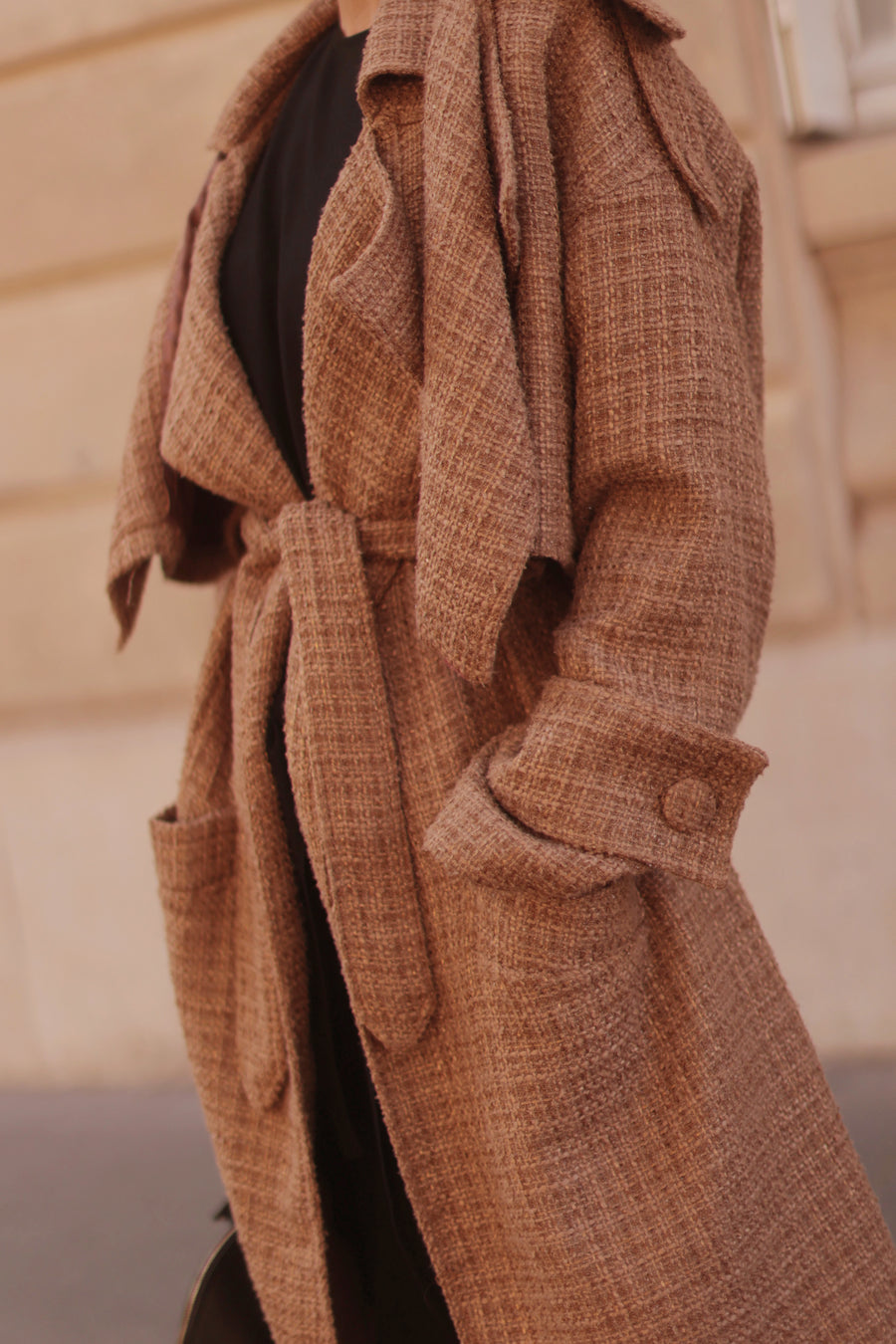Camel Tweed French Trench