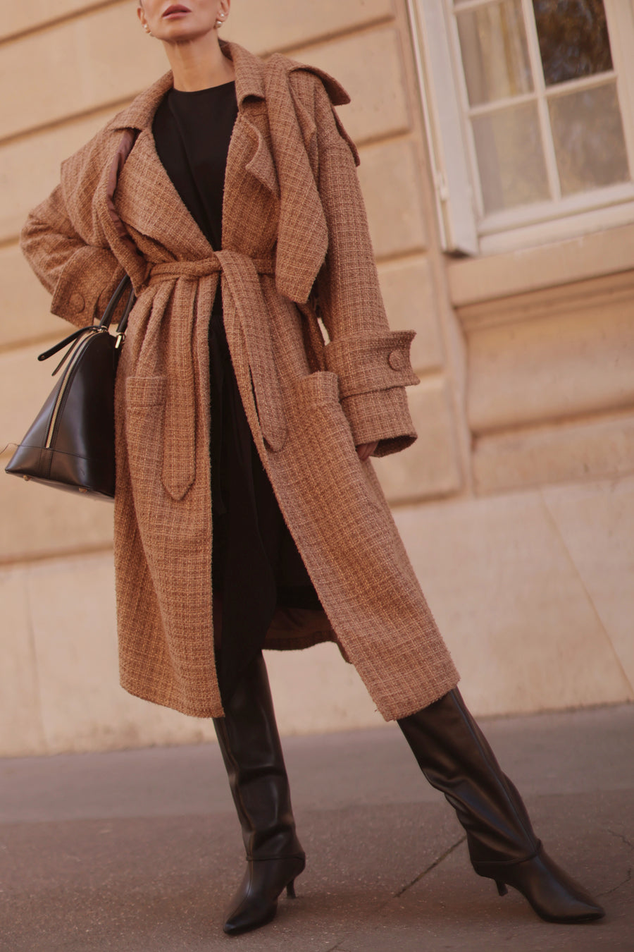 Camel Tweed French Trench