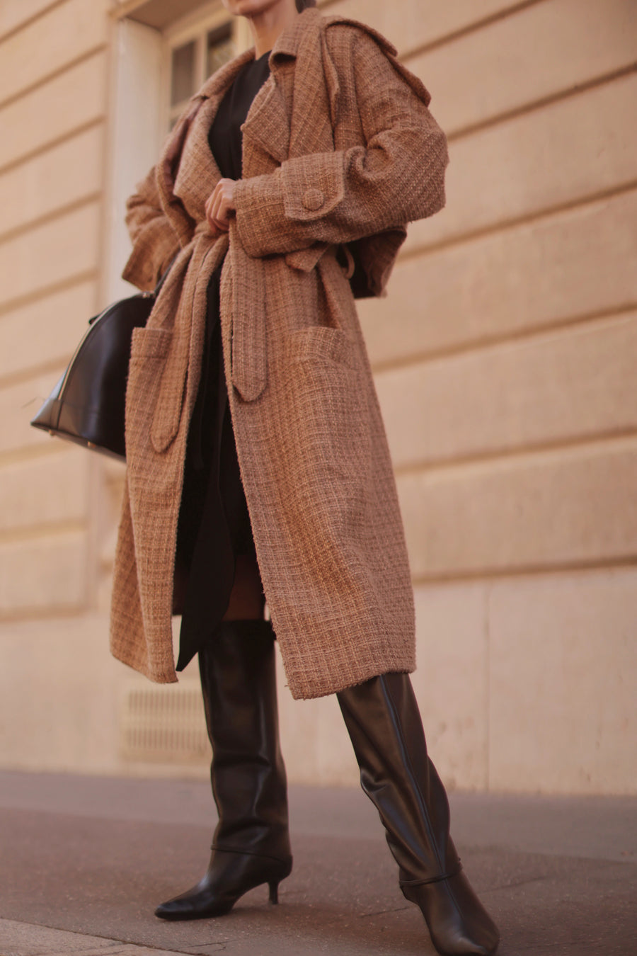 Camel Tweed French Trench