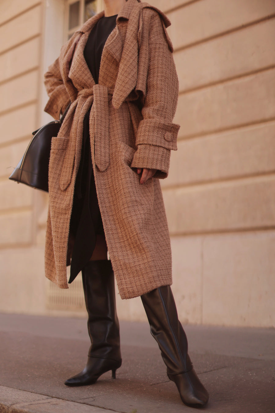 Camel Tweed French Trench