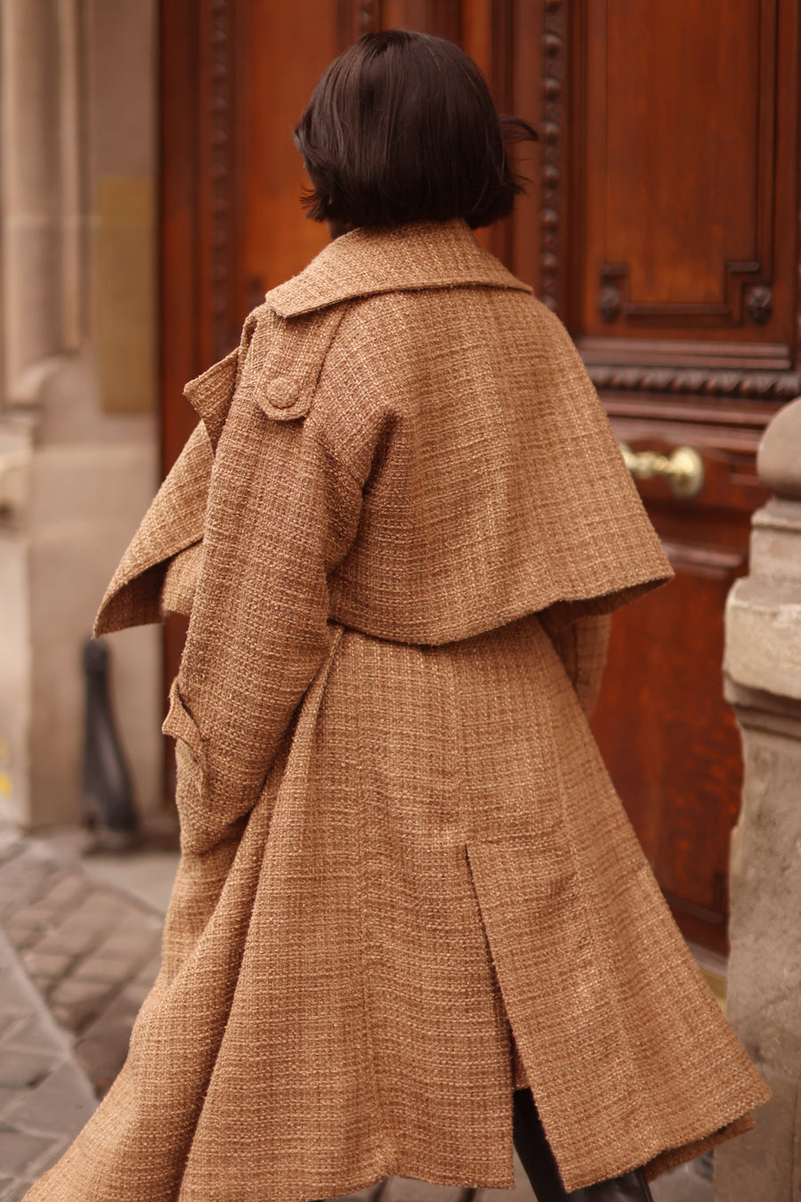 Camel Tweed French Trench