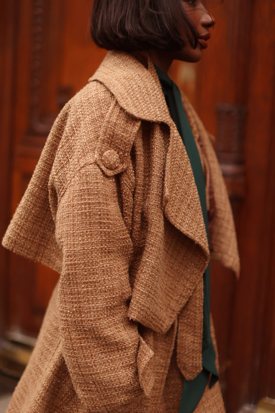 Camel Tweed French Trench