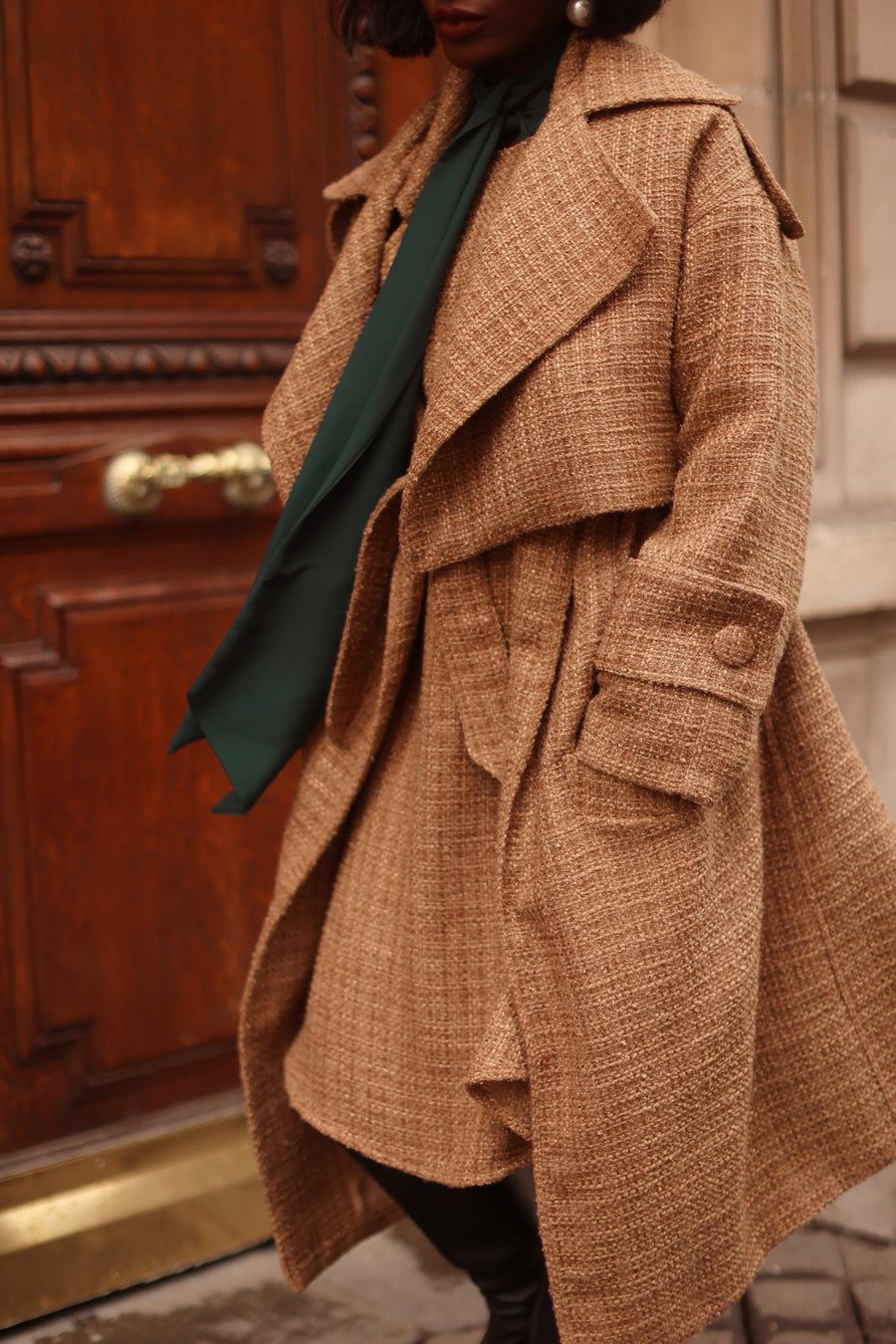 Camel Tweed French Trench