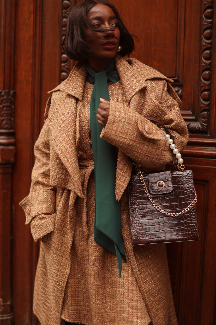 Camel Tweed French Trench