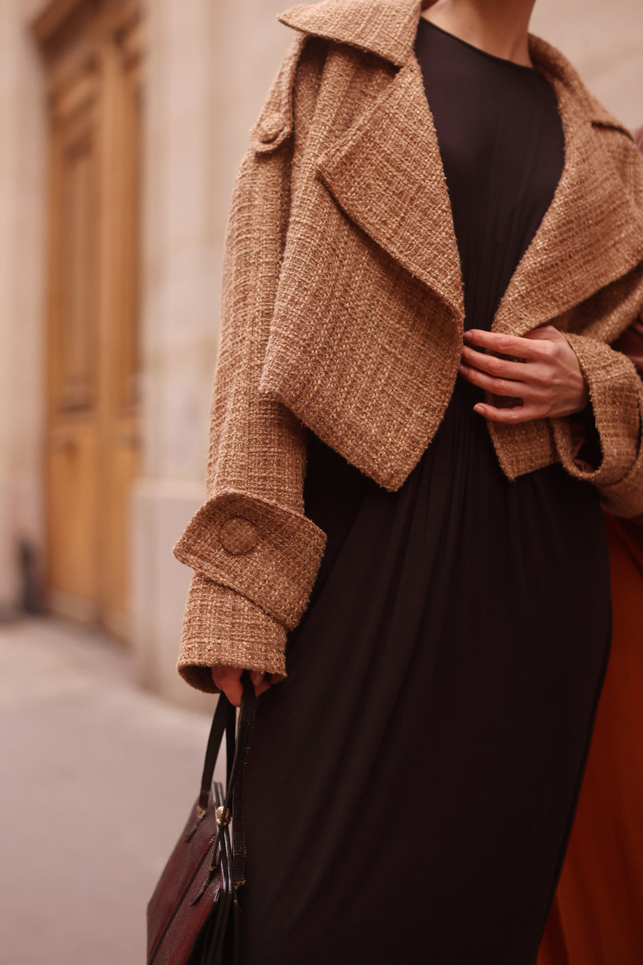 Camel Tweed Boxy Jacket