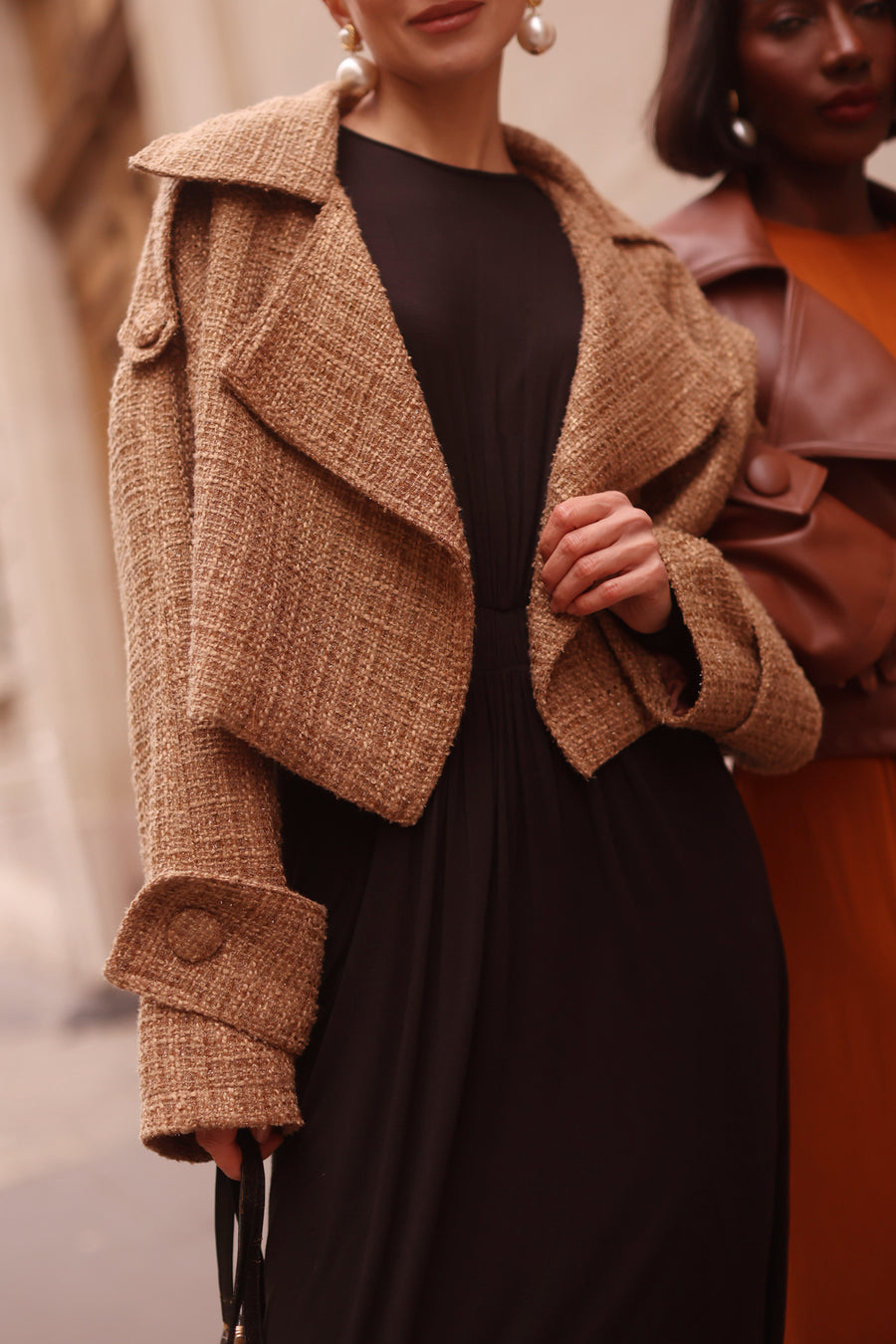 Camel Tweed Boxy Jacket