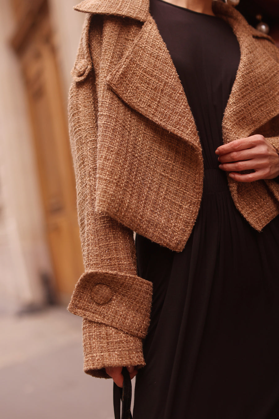 Camel Tweed Boxy Jacket