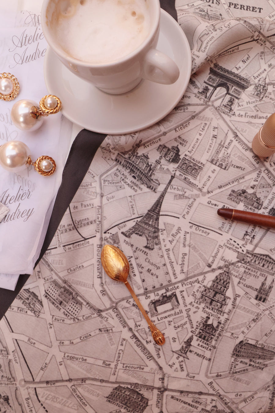 Paris Silk Scarf & Brooch Set