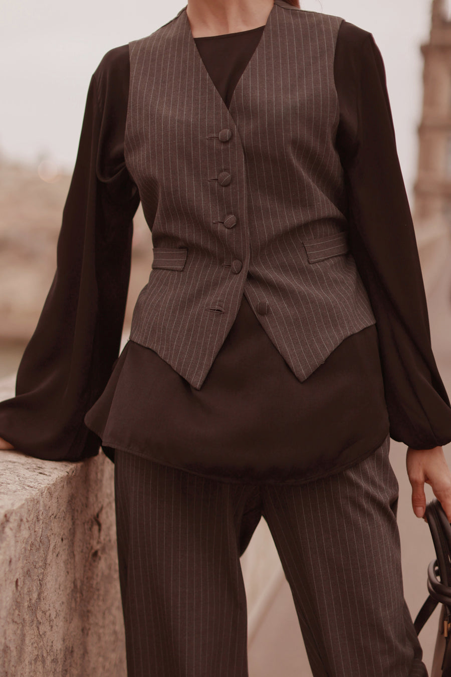 Grey Pinstripe Soft Chic Waistcoat