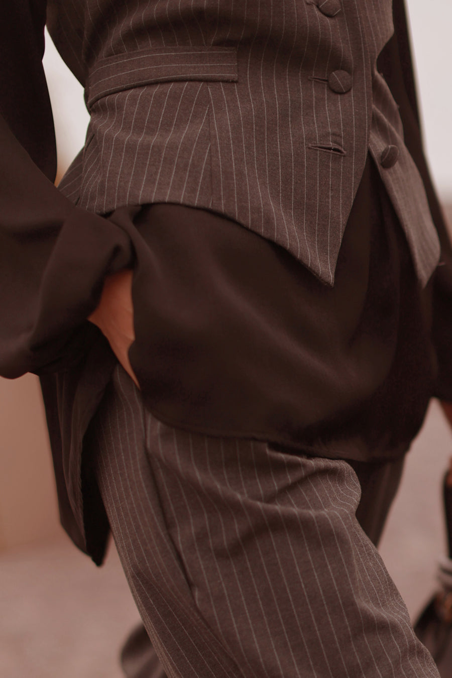 Grey Pinstripe Soft Chic Waistcoat