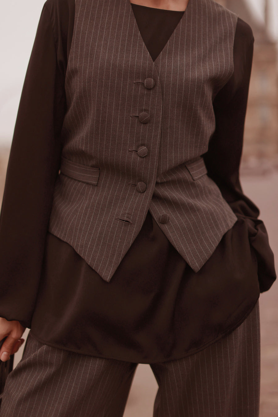 Grey Pinstripe Soft Chic Waistcoat