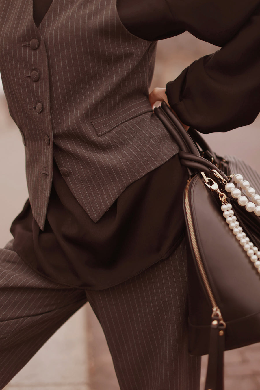 Grey Pinstripe Soft Chic Waistcoat