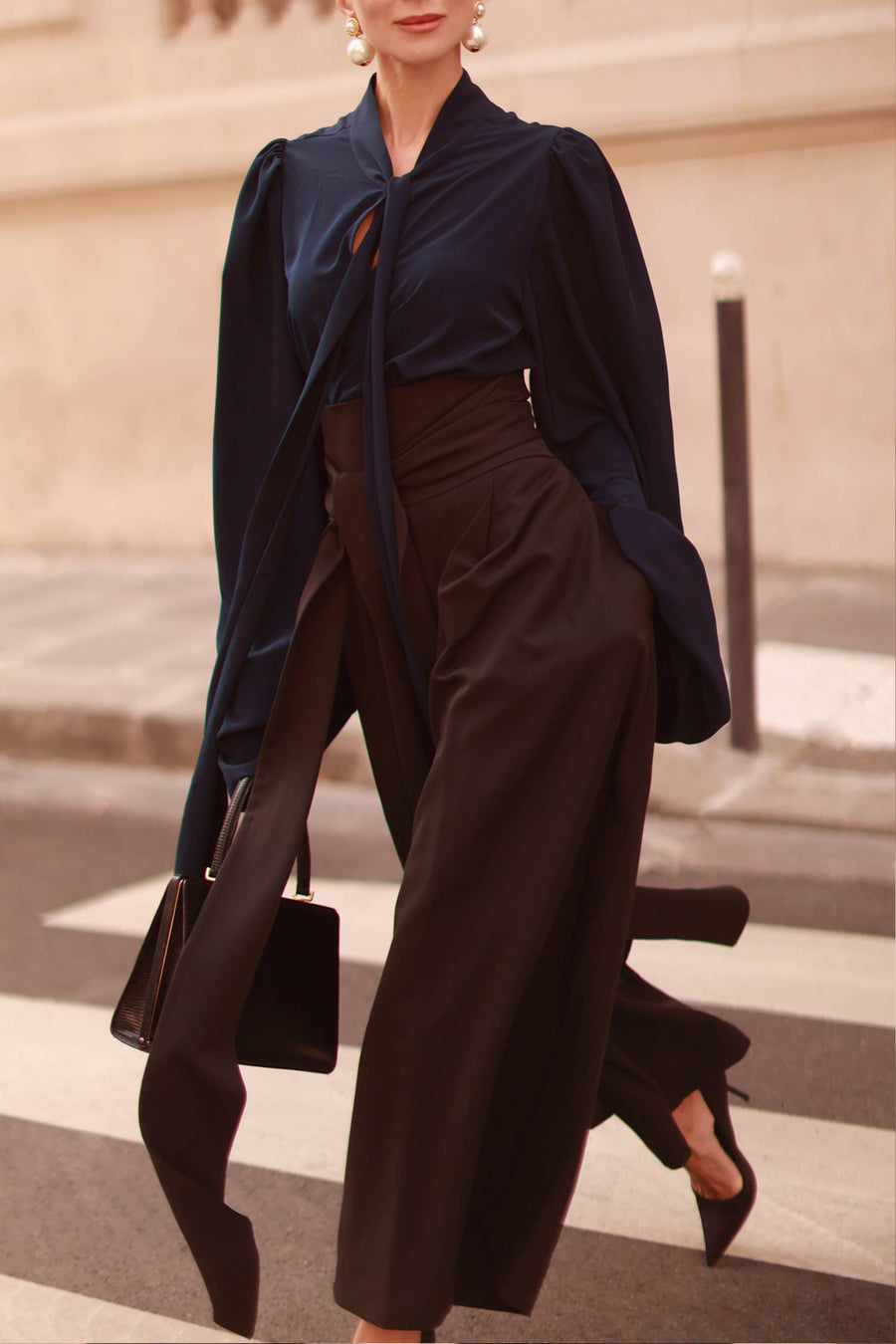 Black Tailored Wrap Trousers