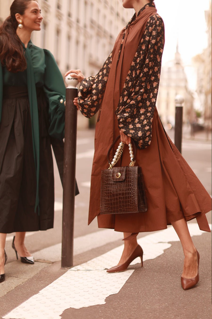 Brown Tailored Tie Dress