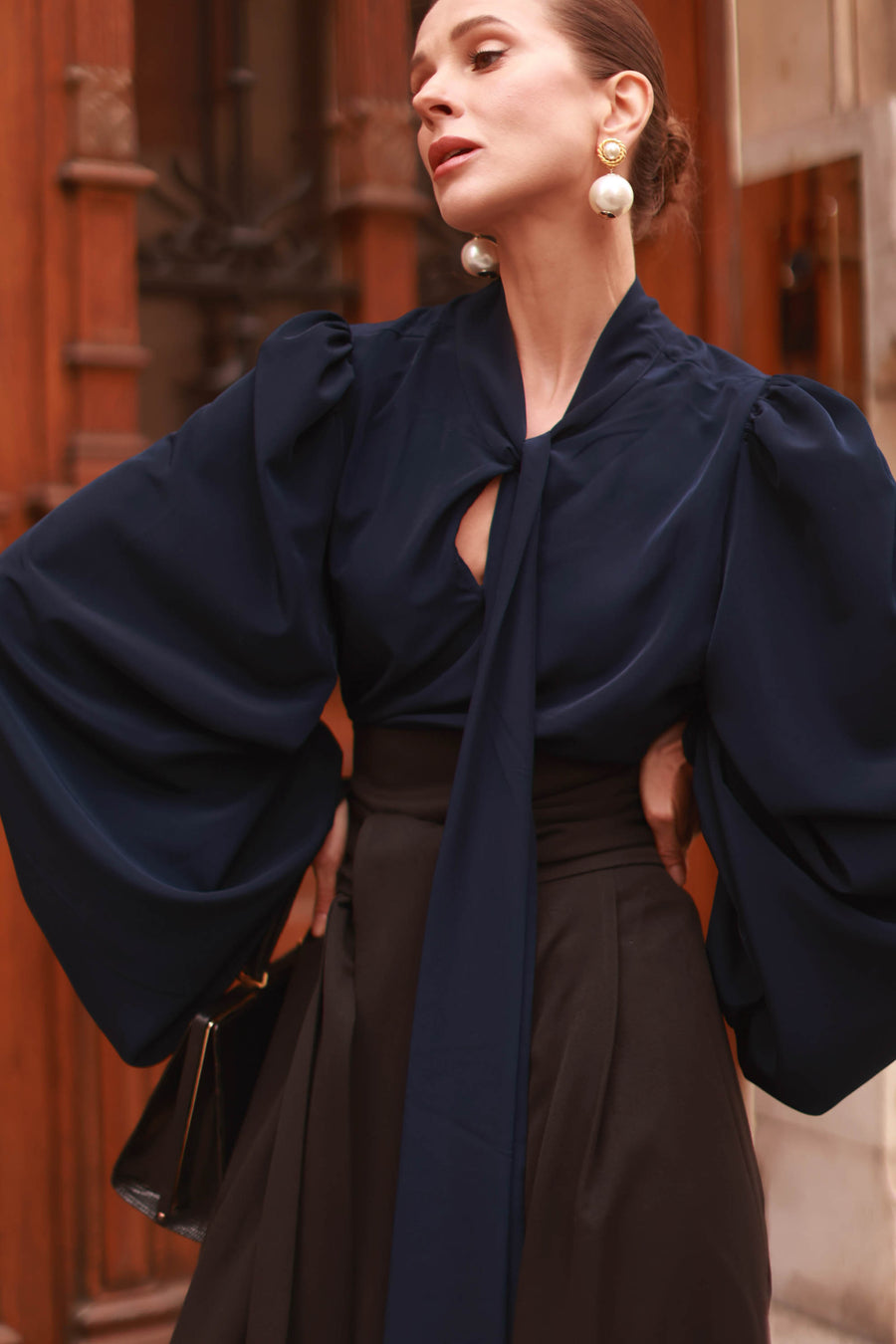 Navy Baroque Blouse