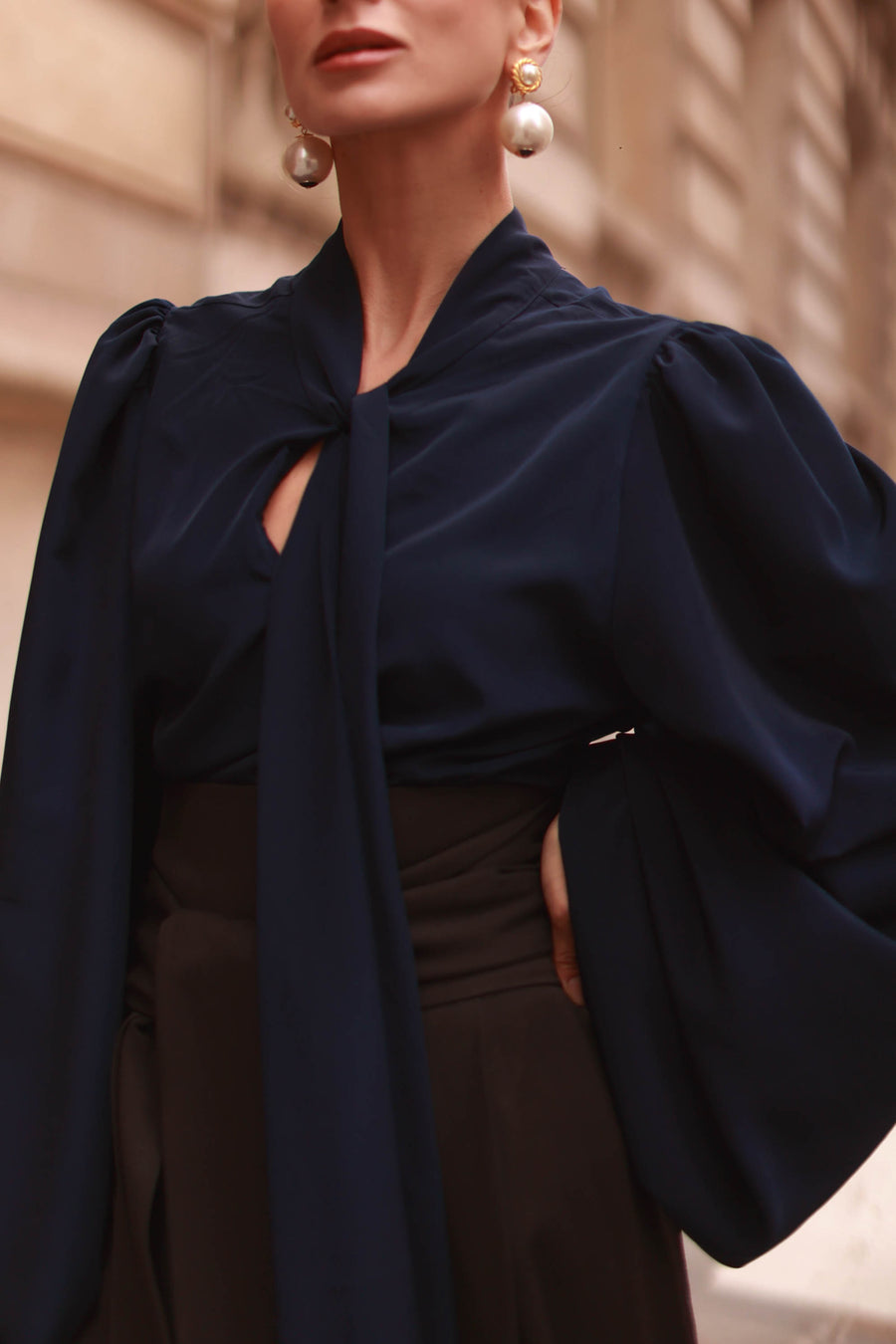 Navy Baroque Blouse