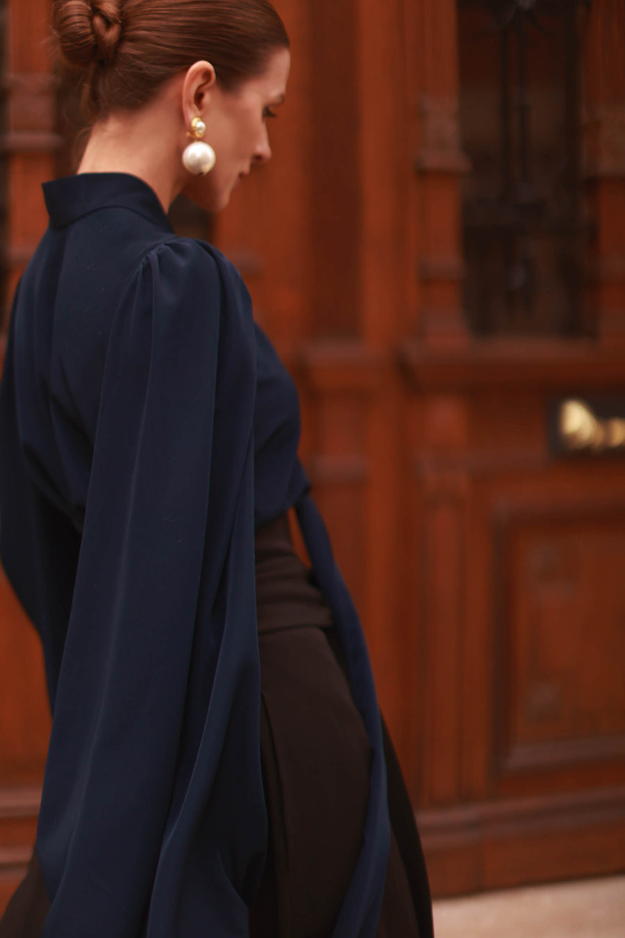 Navy Baroque Blouse