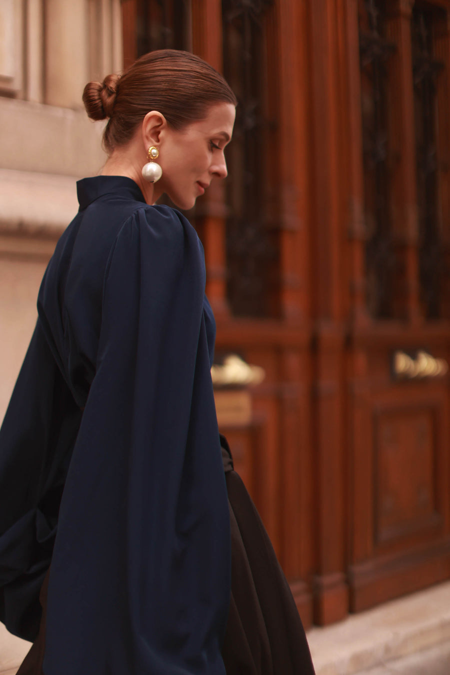 Navy Baroque Blouse