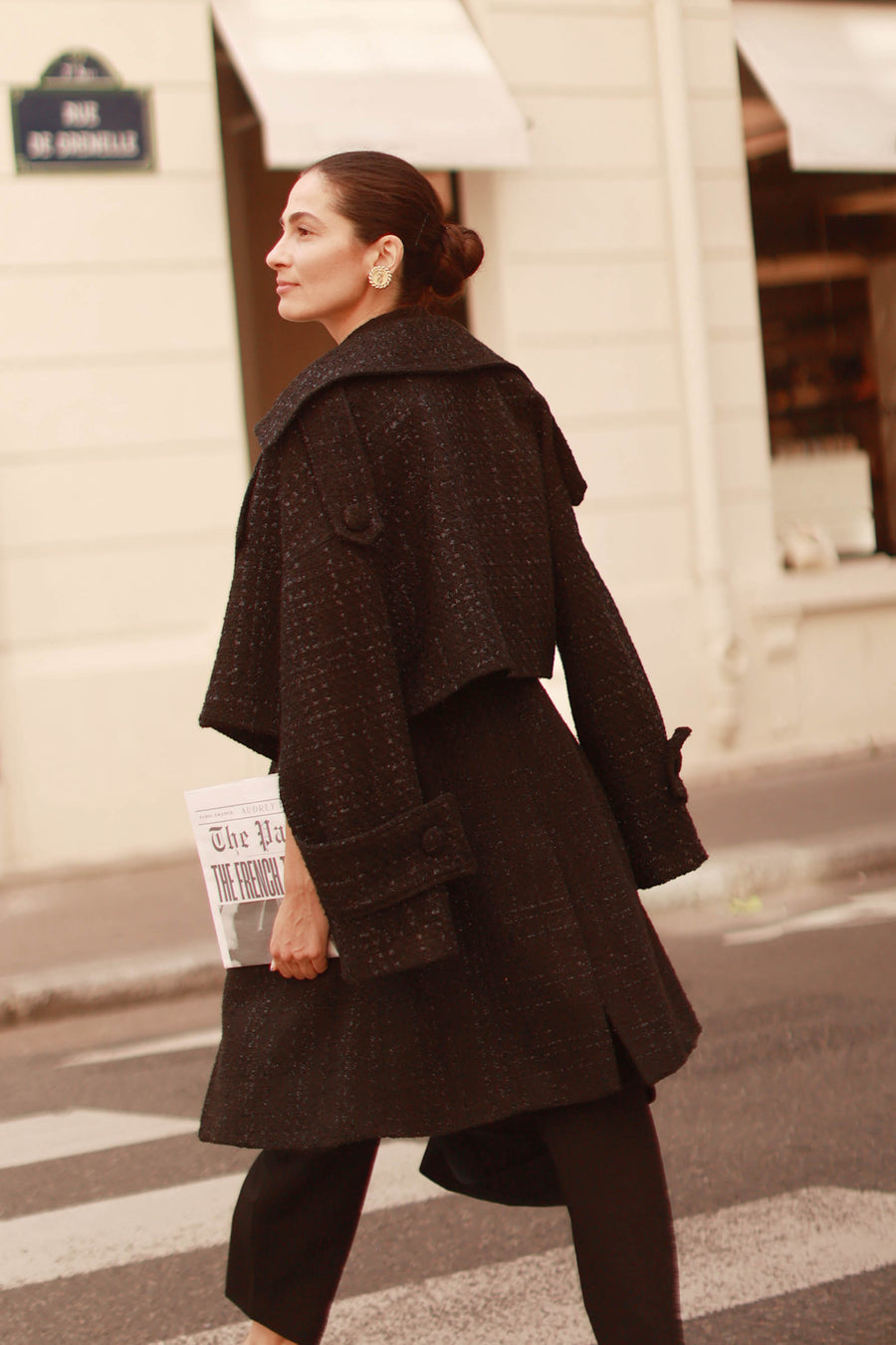 Signature Black Tweed French Trench