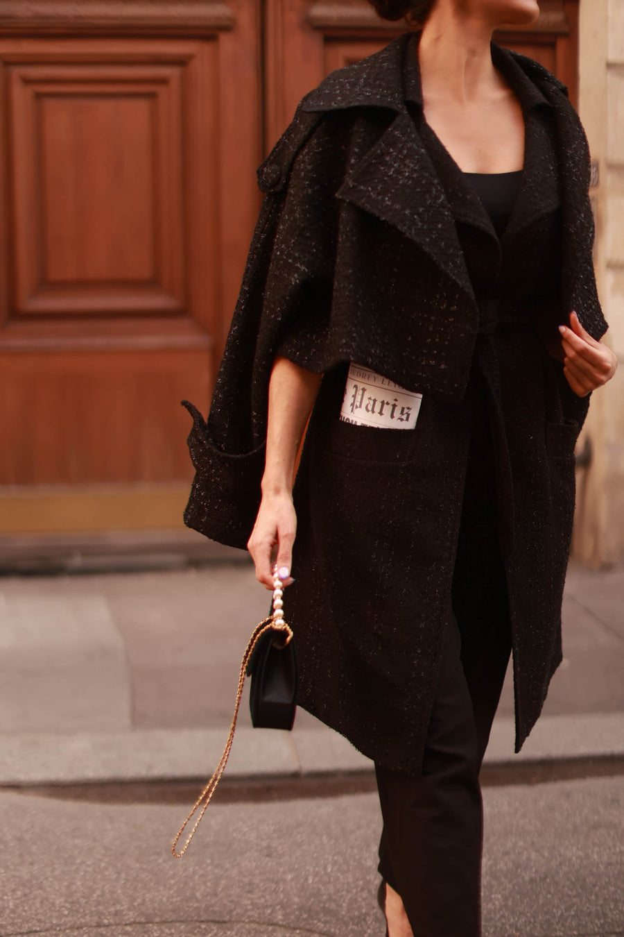 Signature Black Tweed French Trench