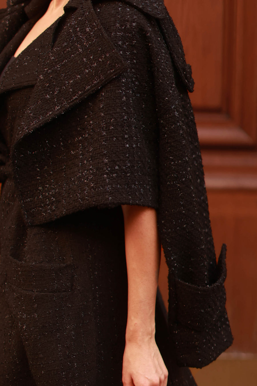 Signature Black Tweed French Trench