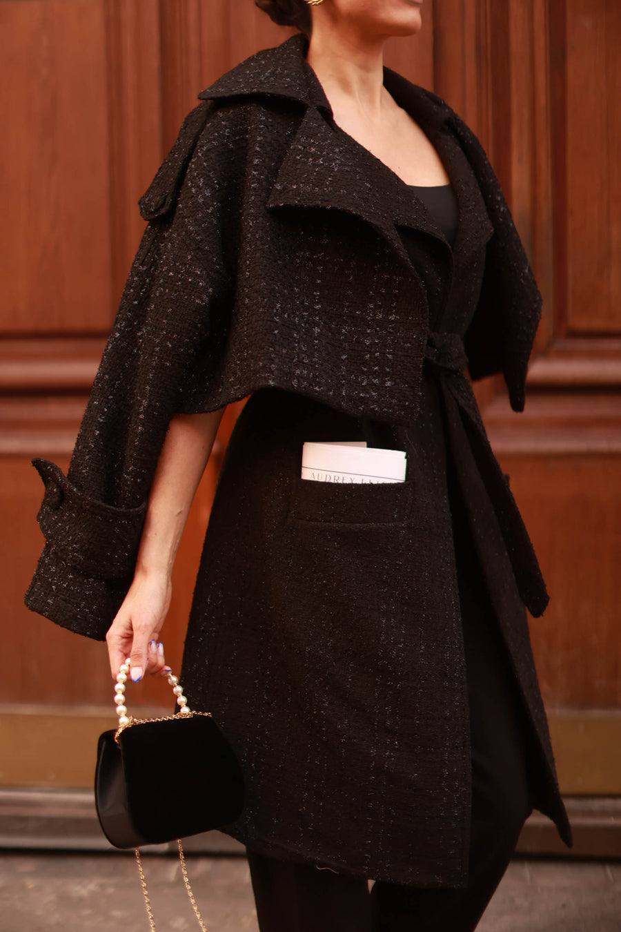 Signature Black Tweed French Trench