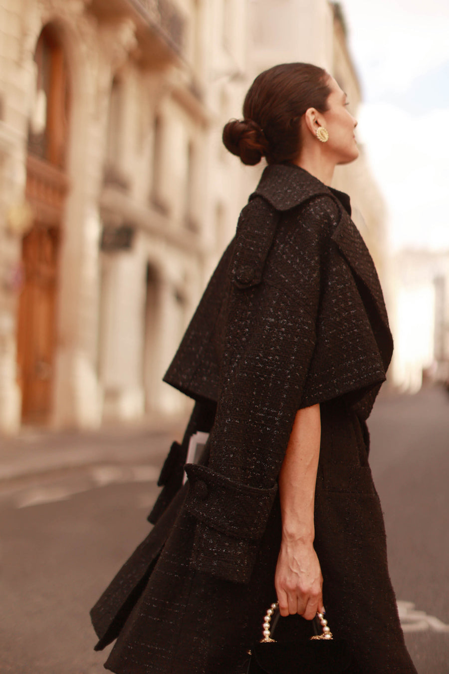 Signature Black Tweed French Trench