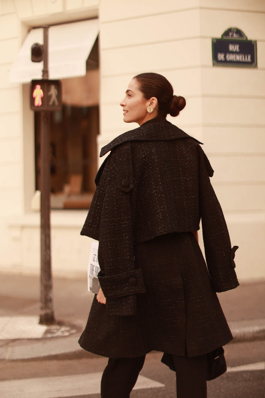 Signature Black Tweed French Trench