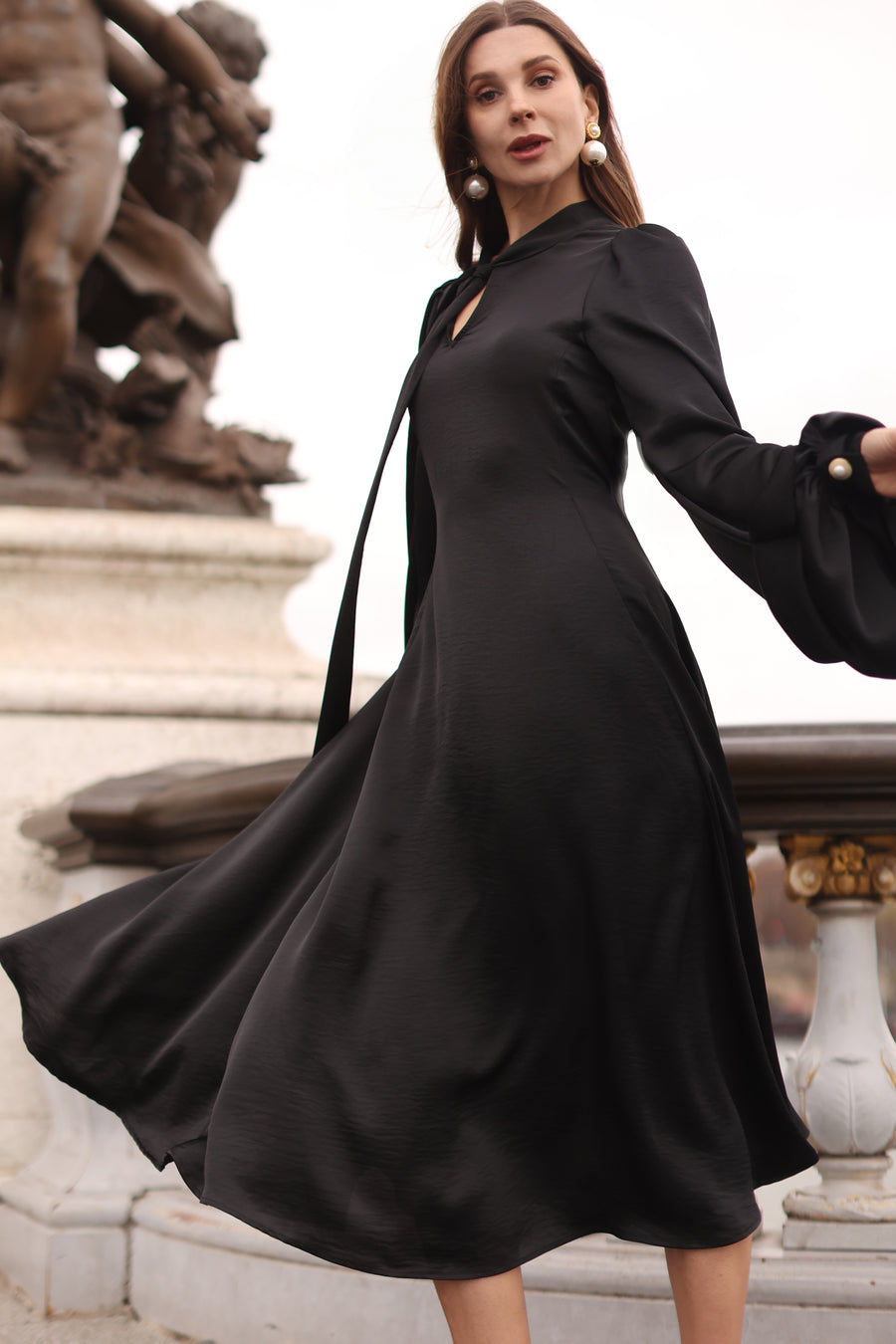 Black Satin Baroque Dress