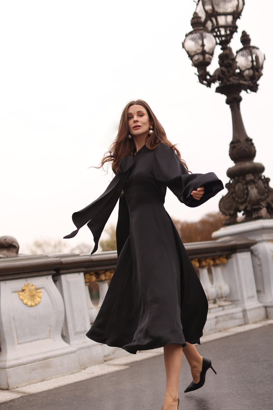 Black Satin Baroque Dress