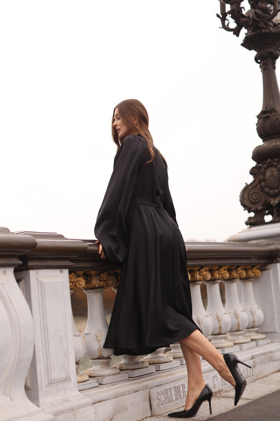 Black Satin Baroque Dress