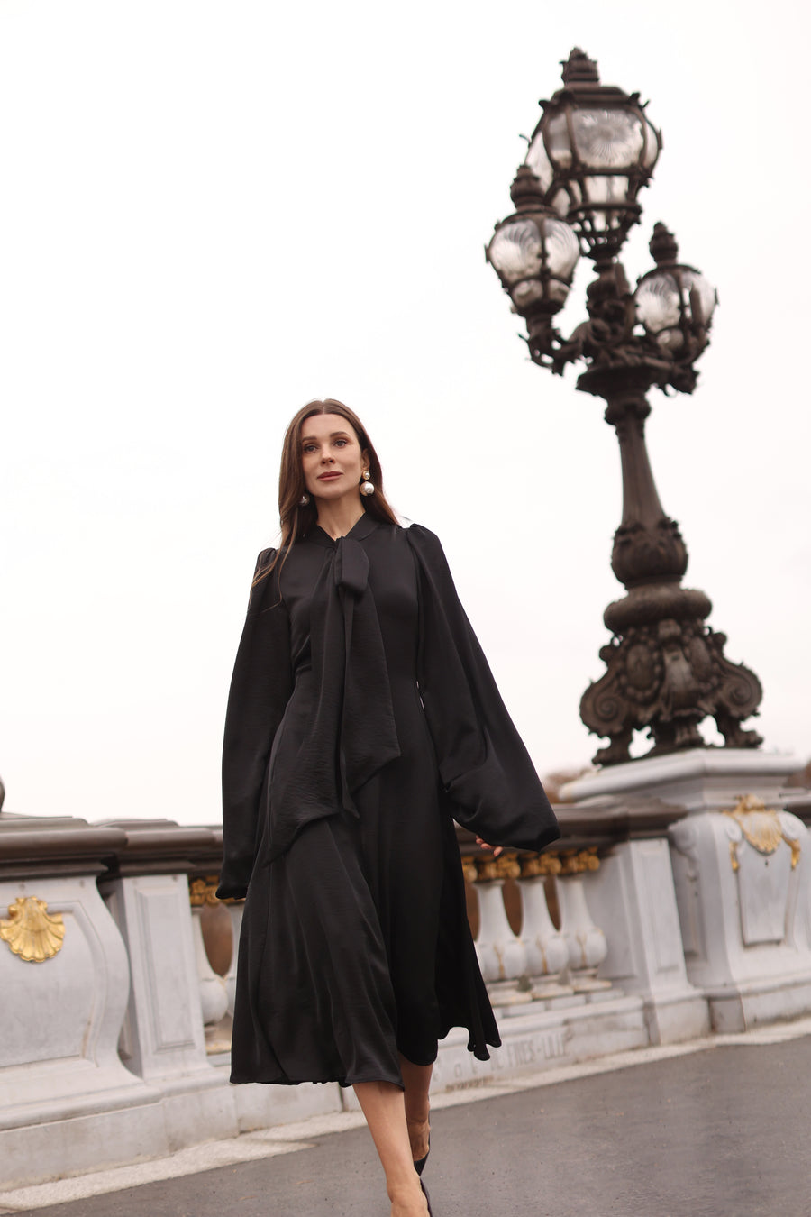 Black Satin Baroque Dress