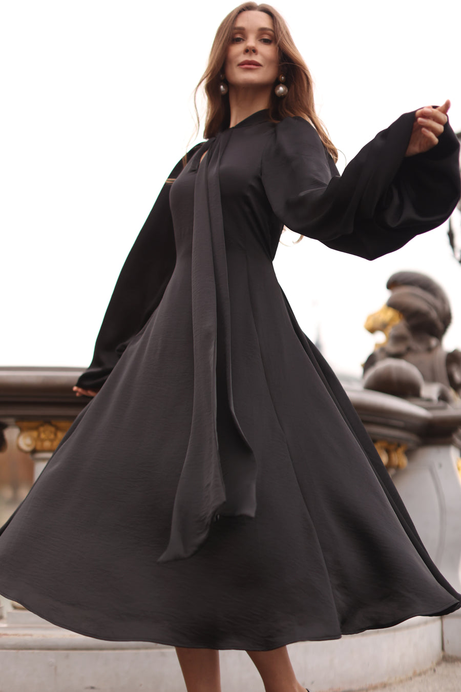 Black Satin Baroque Dress