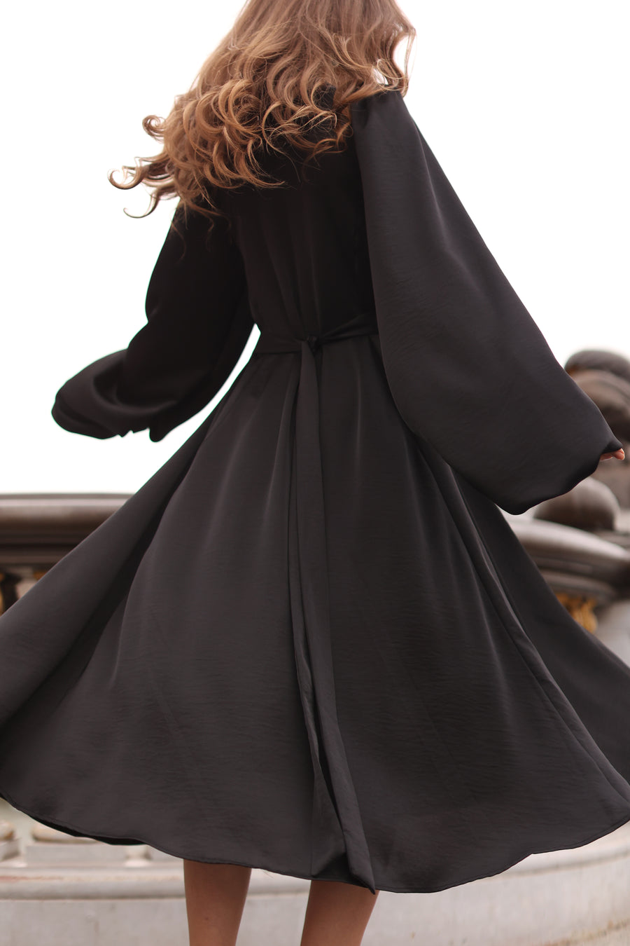 Black Satin Baroque Dress