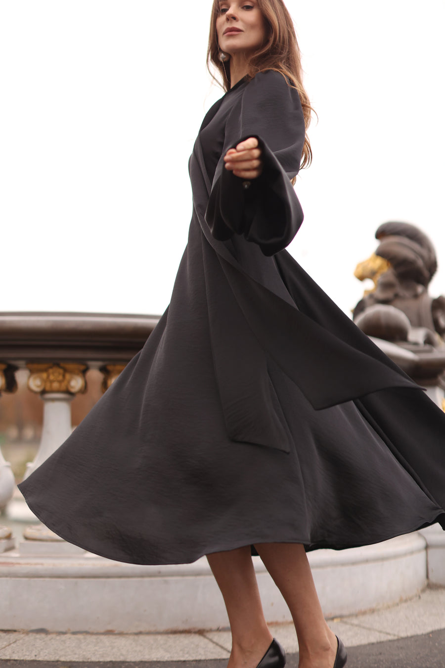 Black Satin Baroque Dress