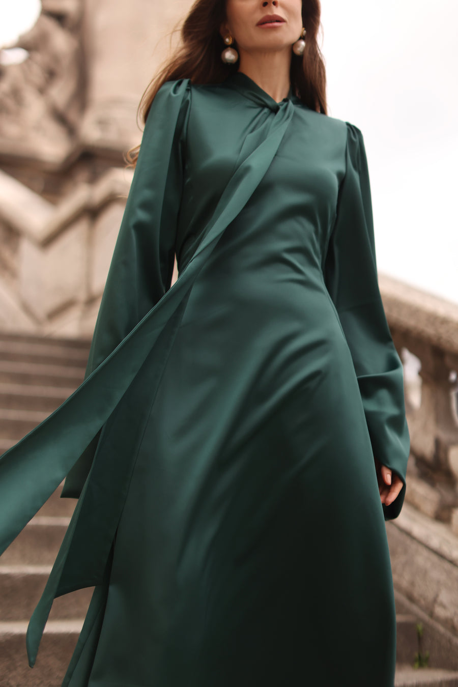 Green Satin Baroque Dress