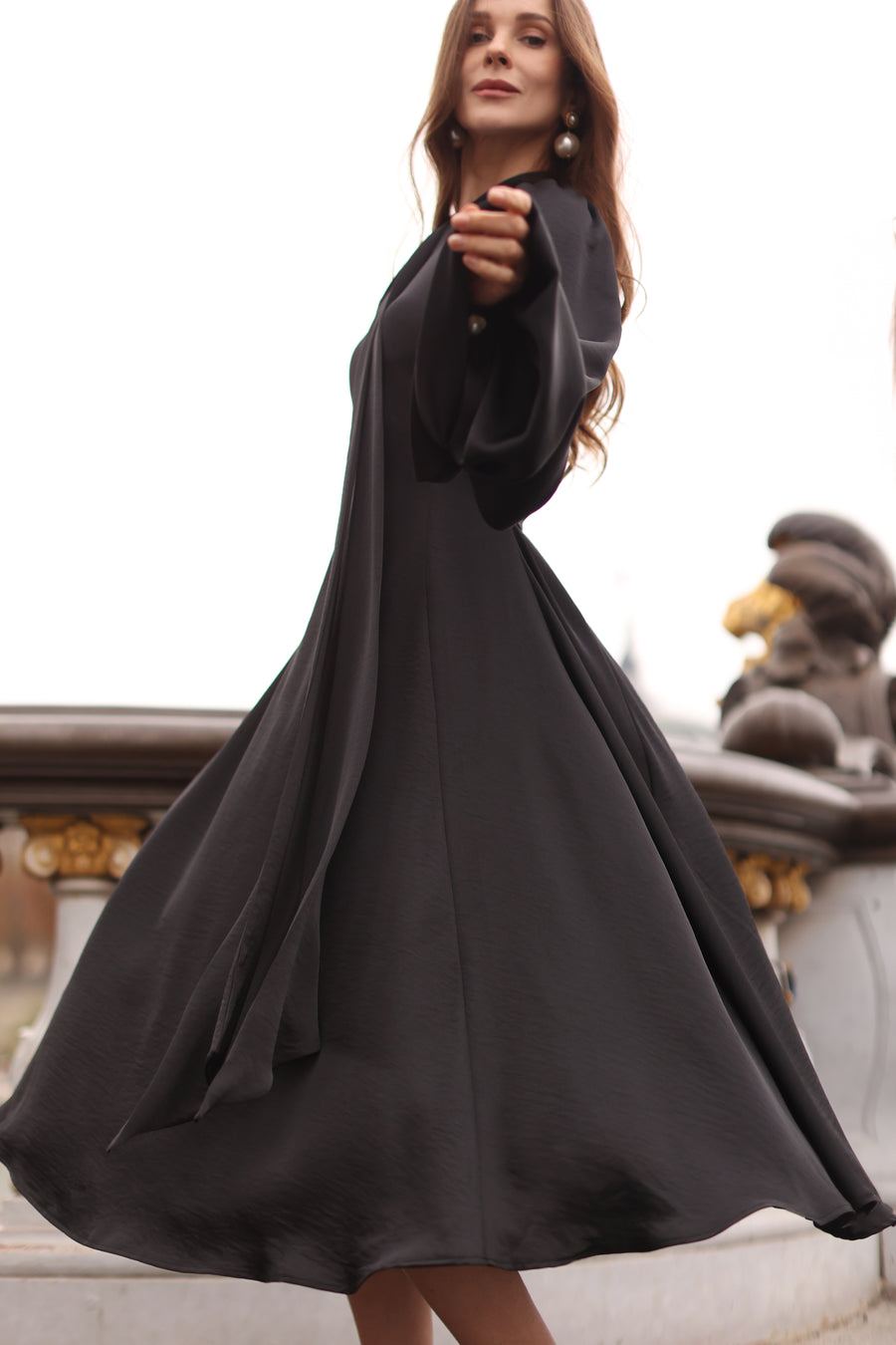 Black Satin Baroque Dress