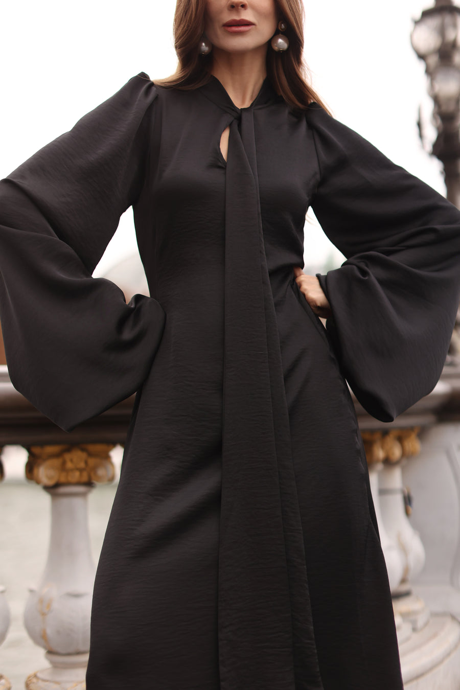 Black Satin Baroque Dress