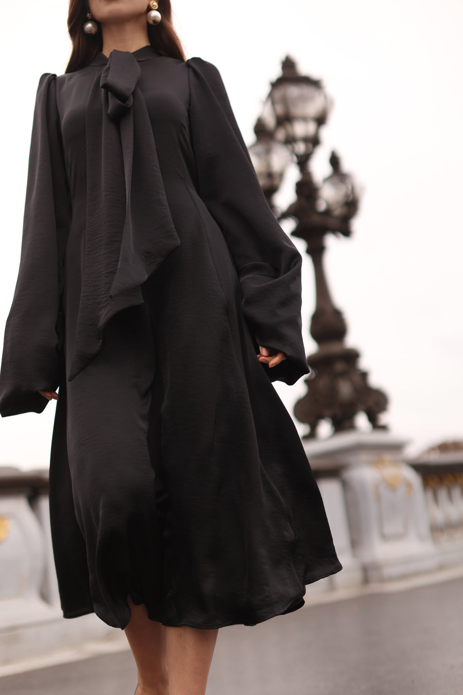 Black Satin Baroque Dress