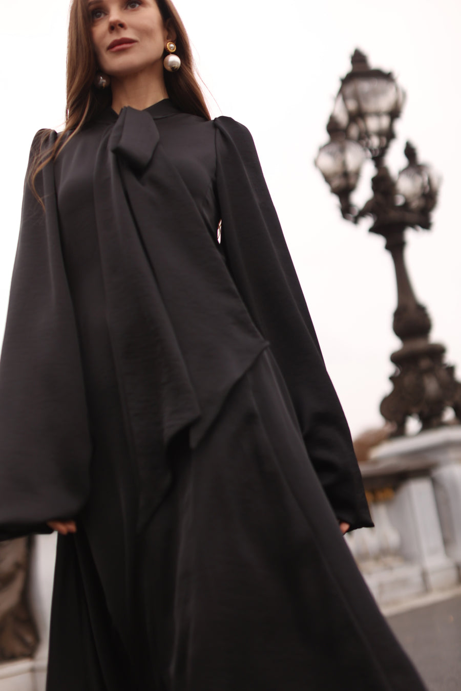 Black Satin Baroque Dress