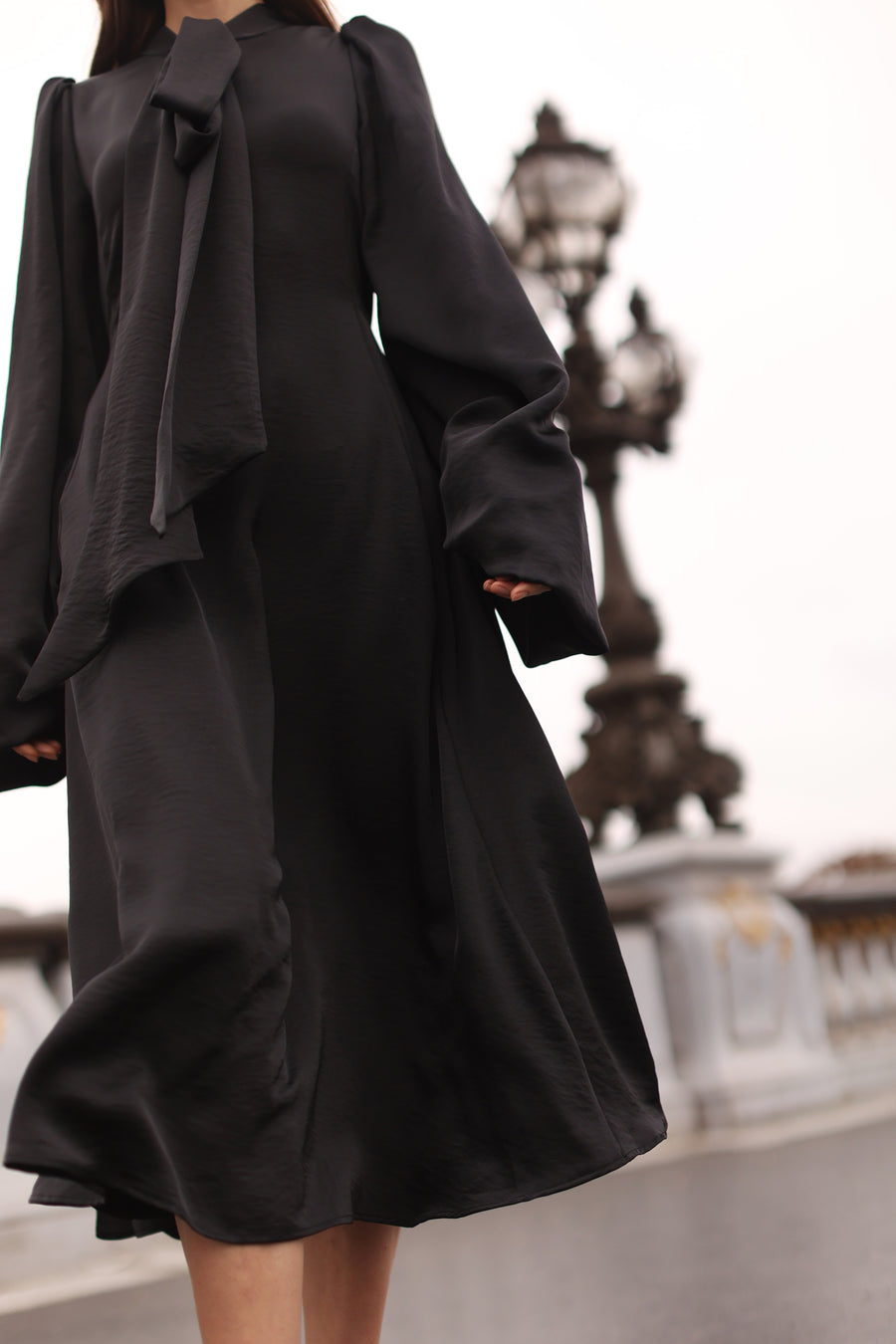 Black Satin Baroque Dress