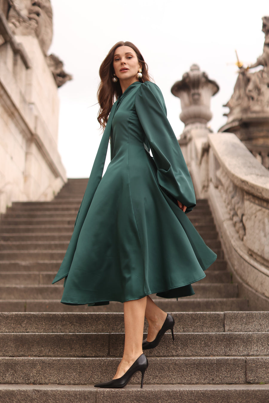 Green Satin Baroque Dress