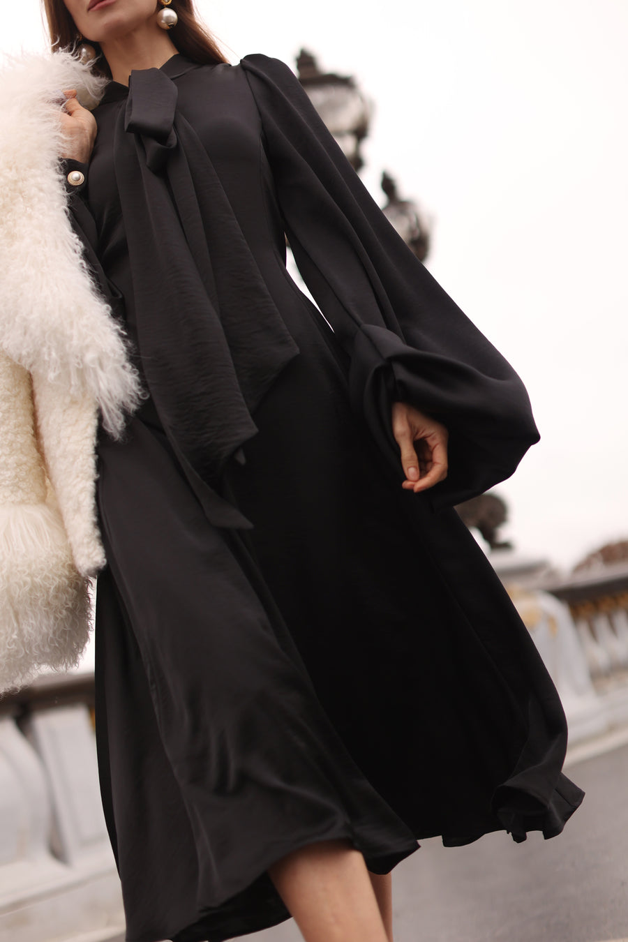 Black Satin Baroque Dress