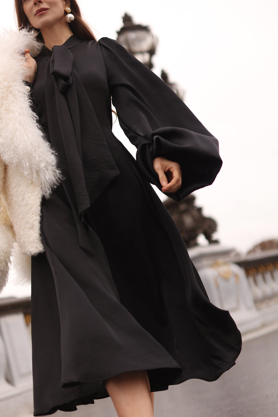 Black Satin Baroque Dress