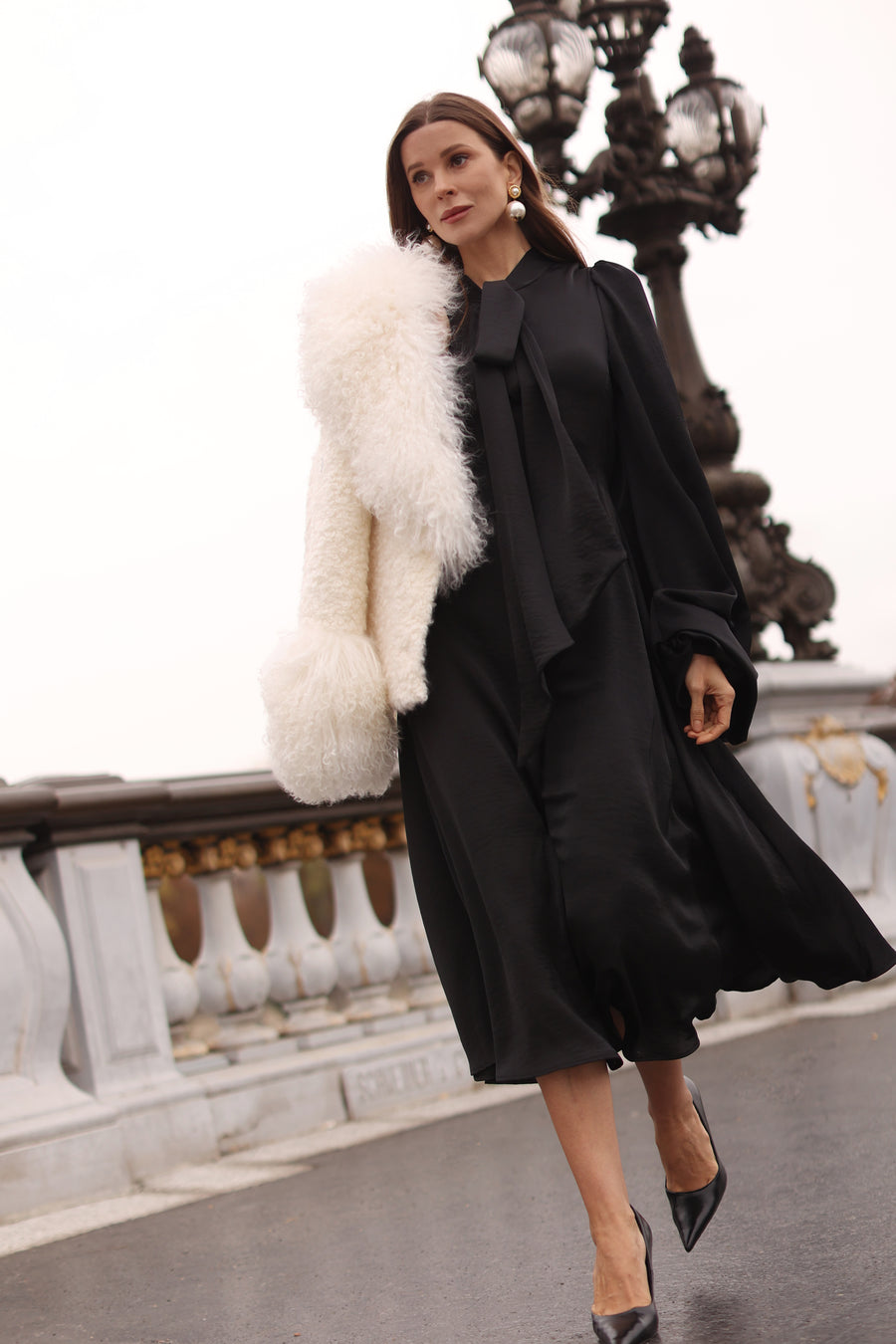 Black Satin Baroque Dress