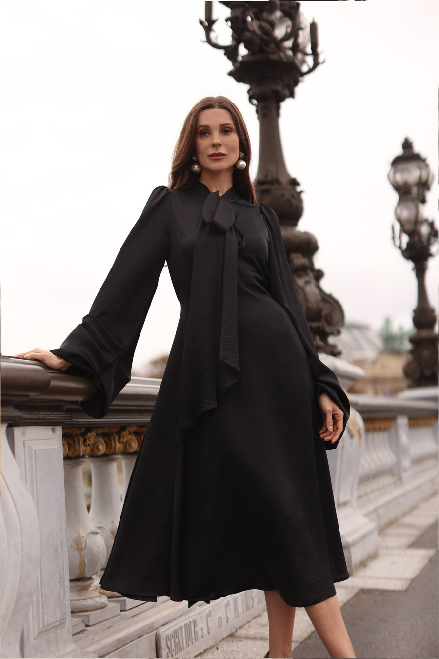 Black Satin Baroque Dress