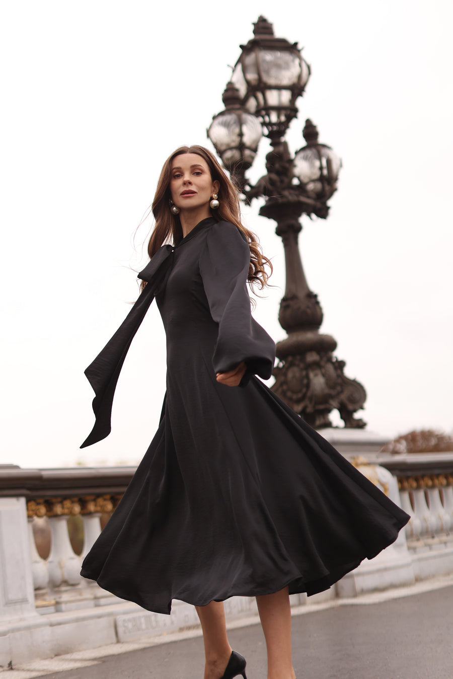 Black Satin Baroque Dress